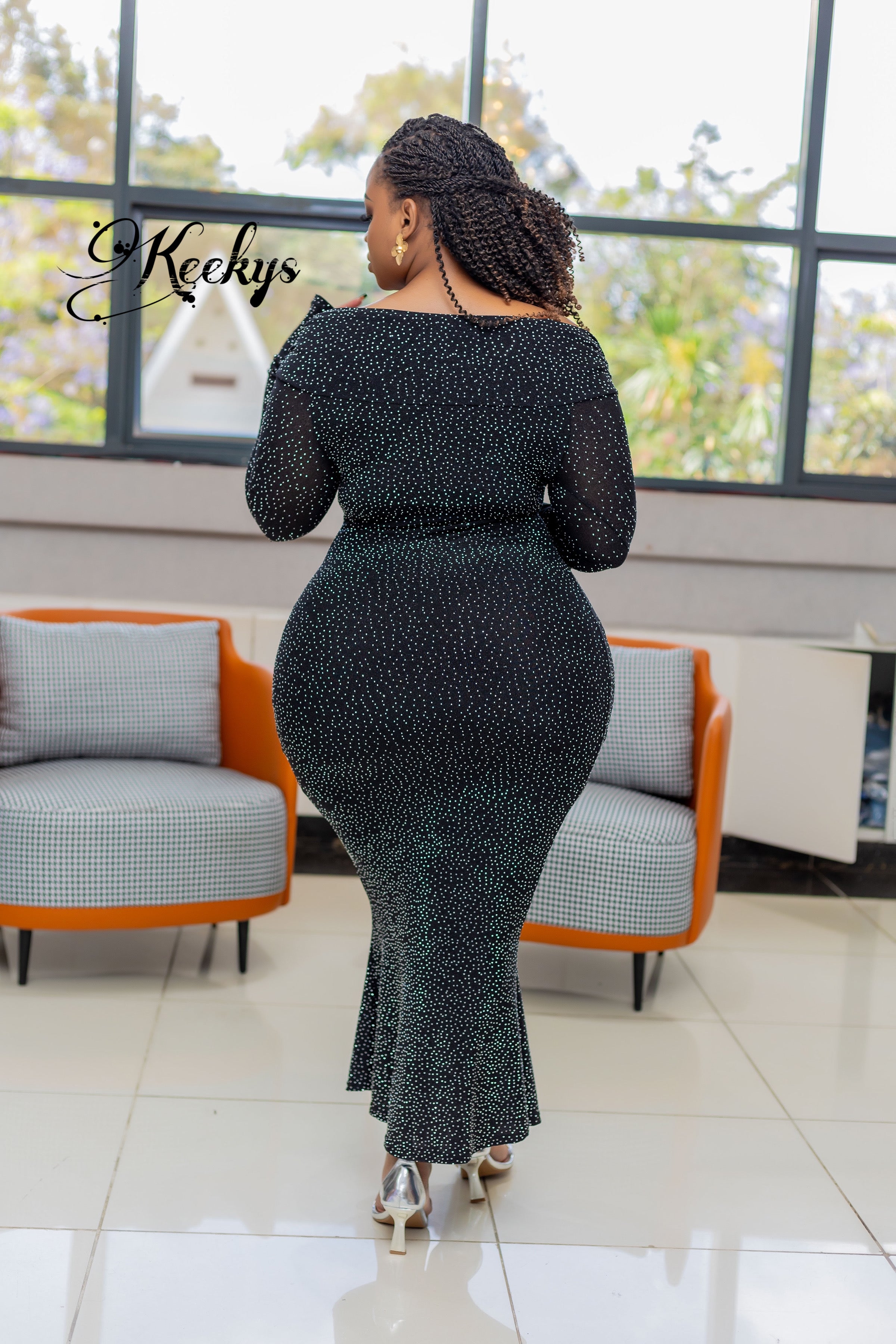 17809 Grey Off-Shoulder Shimmer Dress
