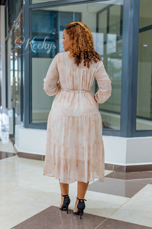 Summer cuteness in nude floral dress