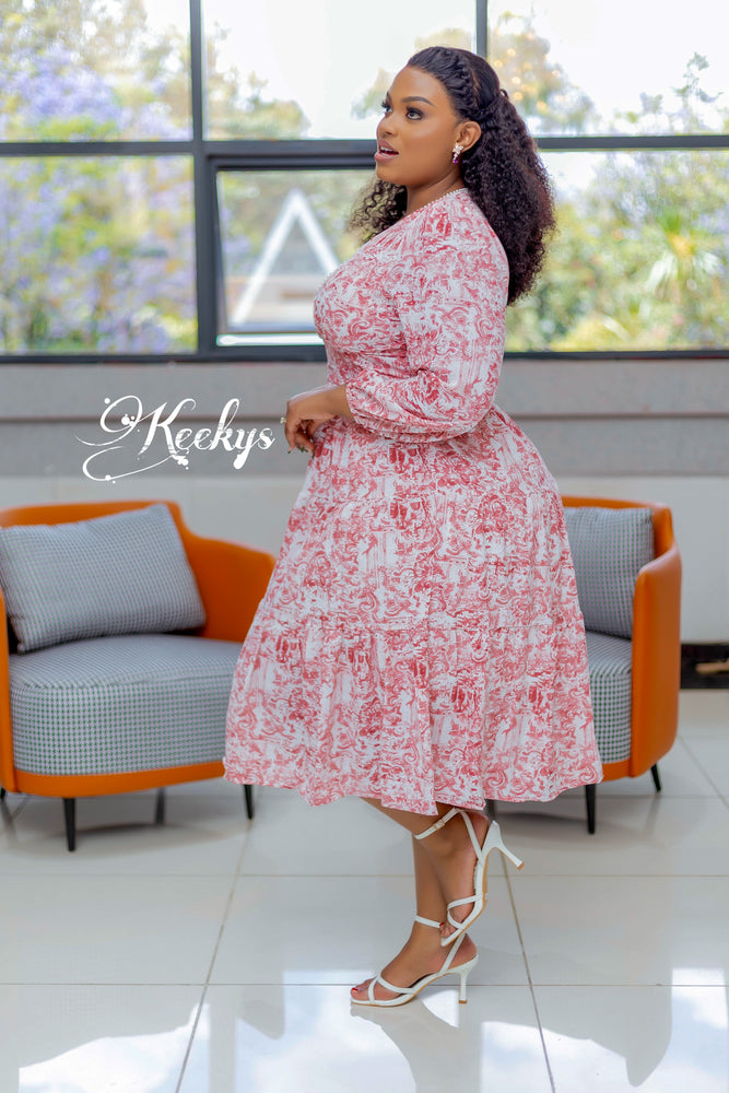 Cutesy in red tiered dress