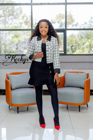 Classic babe checkered cropped blazer