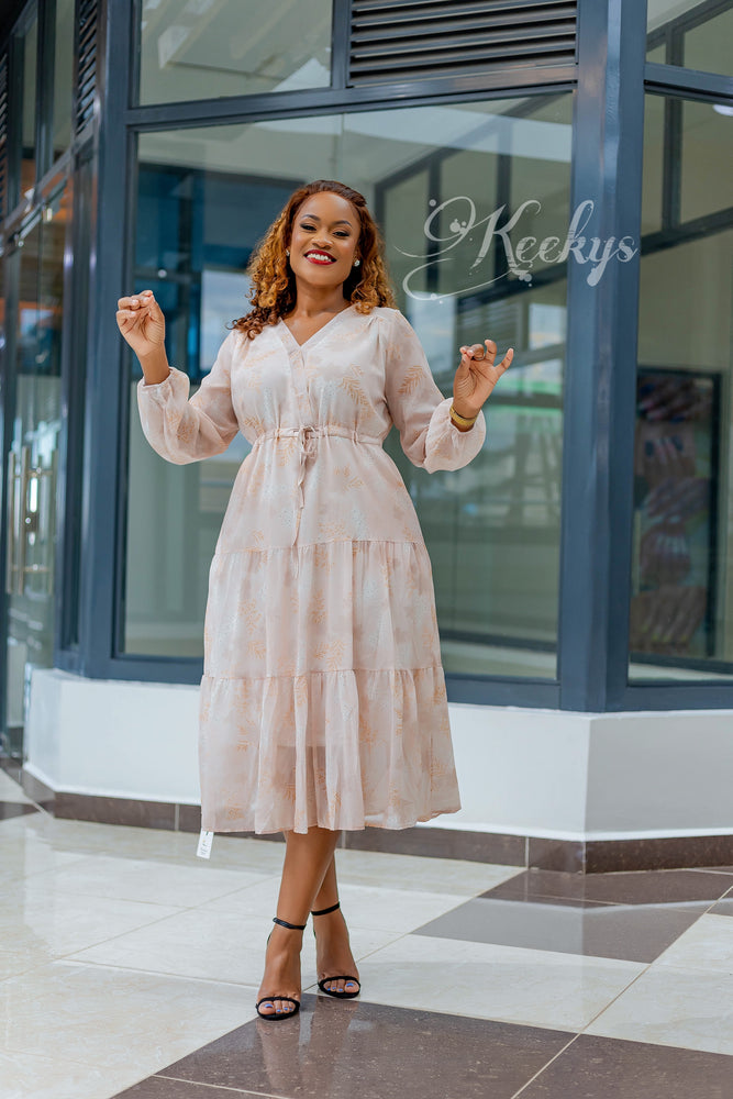 Summer cuteness in nude floral dress