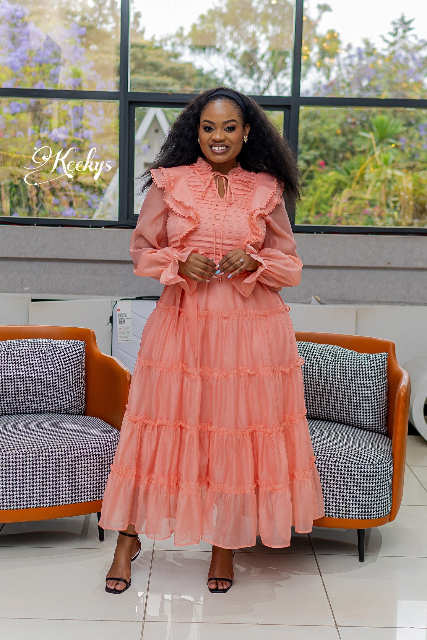 peach sheer dress Peach Pink Strapless Tulle See Through Sheer Prom Dress