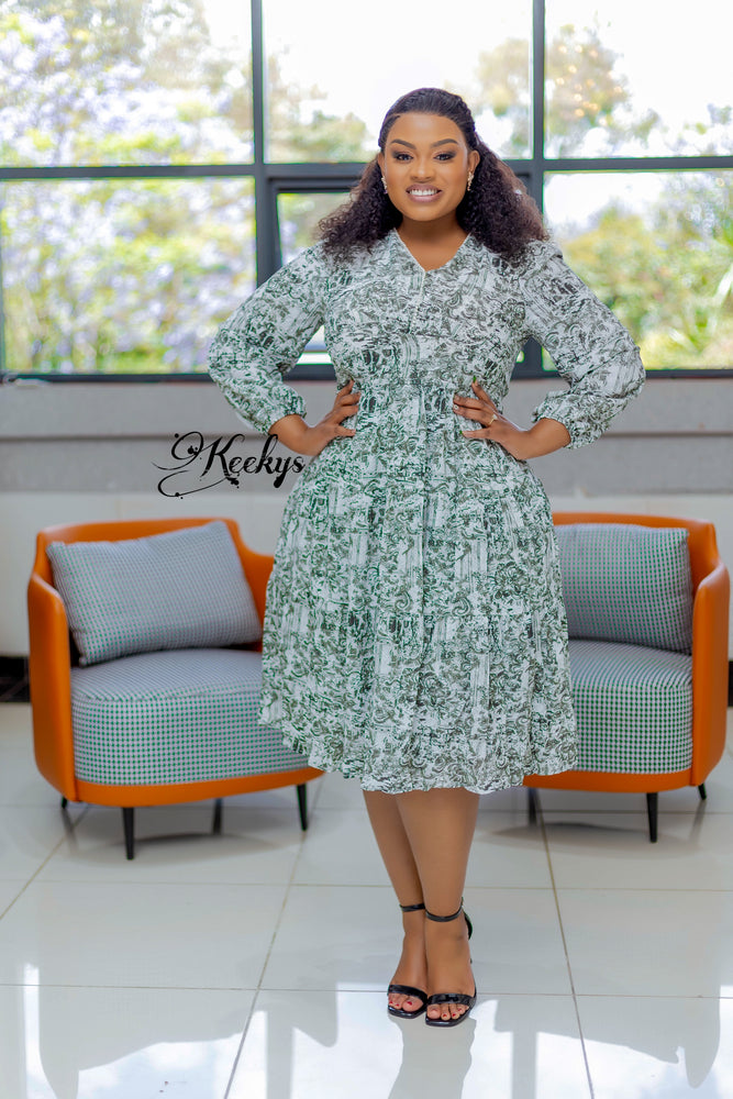 Cutesy in soft green tiered dress