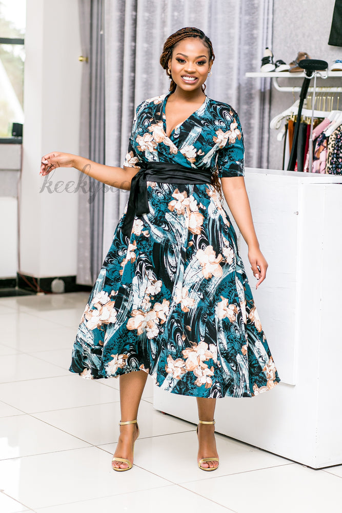 'A' queen floral printed dress