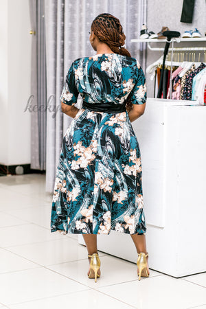 'A' queen floral printed dress